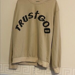 Yeezy Crewneck Sweatshirt - Beige "Trust God" Graphic